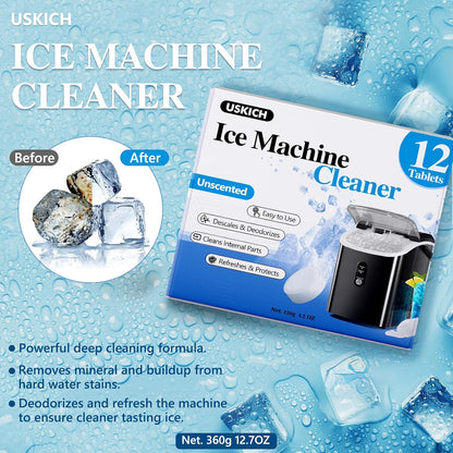 Ice Machine Cleaner Descaler Tablets-36Pack Ice Maker Cleaner Compatible with Frigidaire, Opal, GE Profile, Kitchenaid, Nickel Safe Scale Remover for Countertop, Nugget Ice Makers