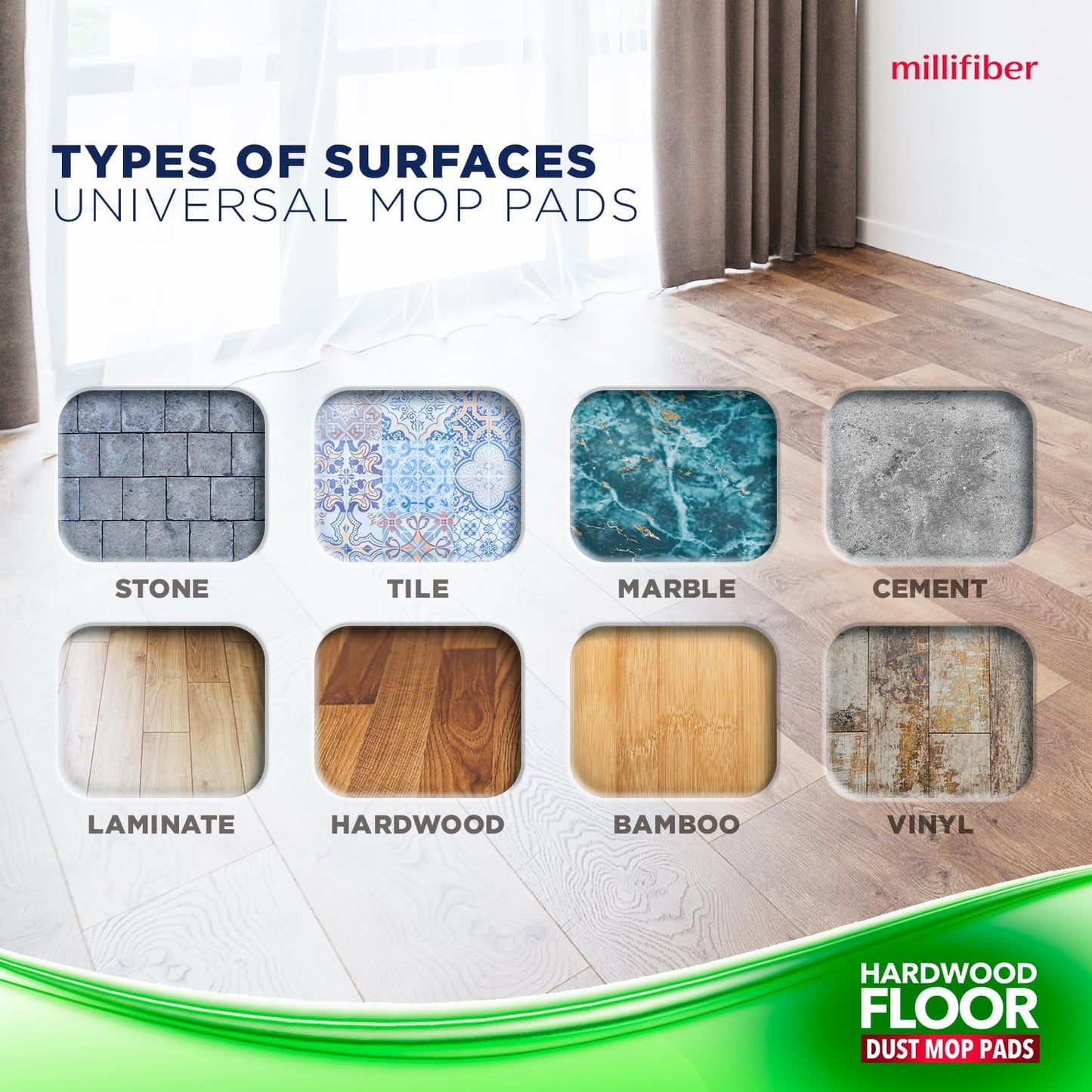 Millifiber Microfiber Mop Refills 15x8 Inches, 3-Pack (Mop is Not Included)