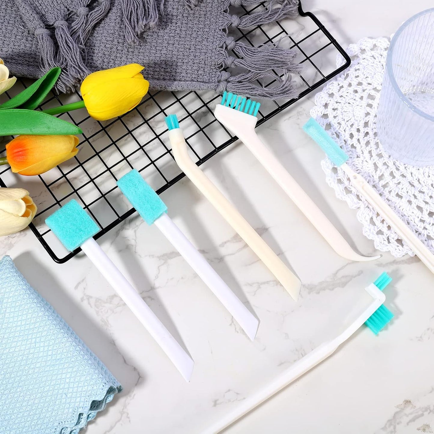 16 Pcs Small Household Cleaning Brushes, Deep Detail Crevice Cleaner Brush Crevice Cleaning Tool 8 in 1 Cleaner Brush for Small Holes Corner Space Keyboard Bottle Tile