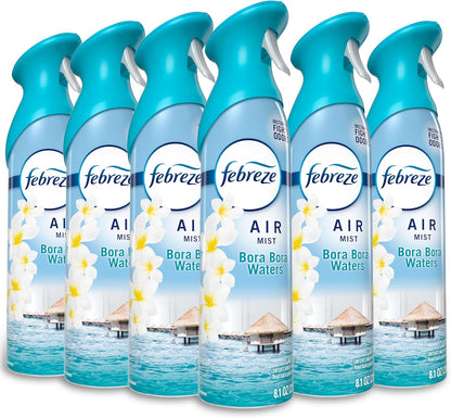 Febreze Air Mist, Air Freshener Spray, Odor Fighting Room Spray, Deodorizer for Home Bathroom Kitchen Office Apartment Dorm Room Classroom, Linen & Sky Scent, 8.1oz (Pack of 6)