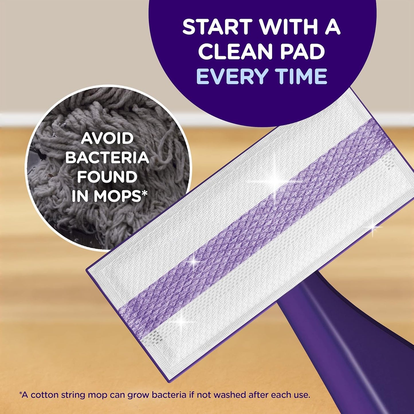 Swiffer WetJet Hardwood Floor Cleaner Spray Mop Pad Refill, Bathroom Cleaning Supplies, Hardwood Floor Cleaner, Multi Surface, 24 Count