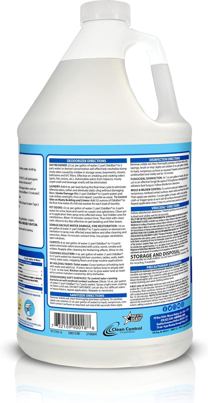 OdoBan Ready-to-Use Disinfectant and Harsh Aroma Eliminator, Cleaner and Fabric/Air Freshener, Set of 2, 14.6 Ounce 360-Degree Continuous Spray and 32 Ounce Trigger Spray, Fresh Linen Scent