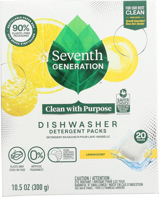 Seventh Generation Dishwasher Detergent Packs Free & Clear Pack of 2 for sparkling dishes Dishwasher tabs 45 count