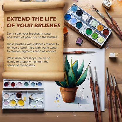 Golden Maple Detail Paint Brushes Set 10pcs Miniature Brushes for Fine Detailing & Art Painting - Acrylic, Watercolor, Oil, Models
