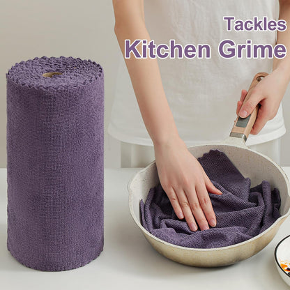 80 Pack Microfiber Cleaning Cloth Roll Reusable Paper Towels 12"x12" Tear Away Cloth, Microfiber Towels for Cars, Wash Cloths, Lint Free Dark Grey Rags for House, Kitchen,Window,Cleaning Supplies