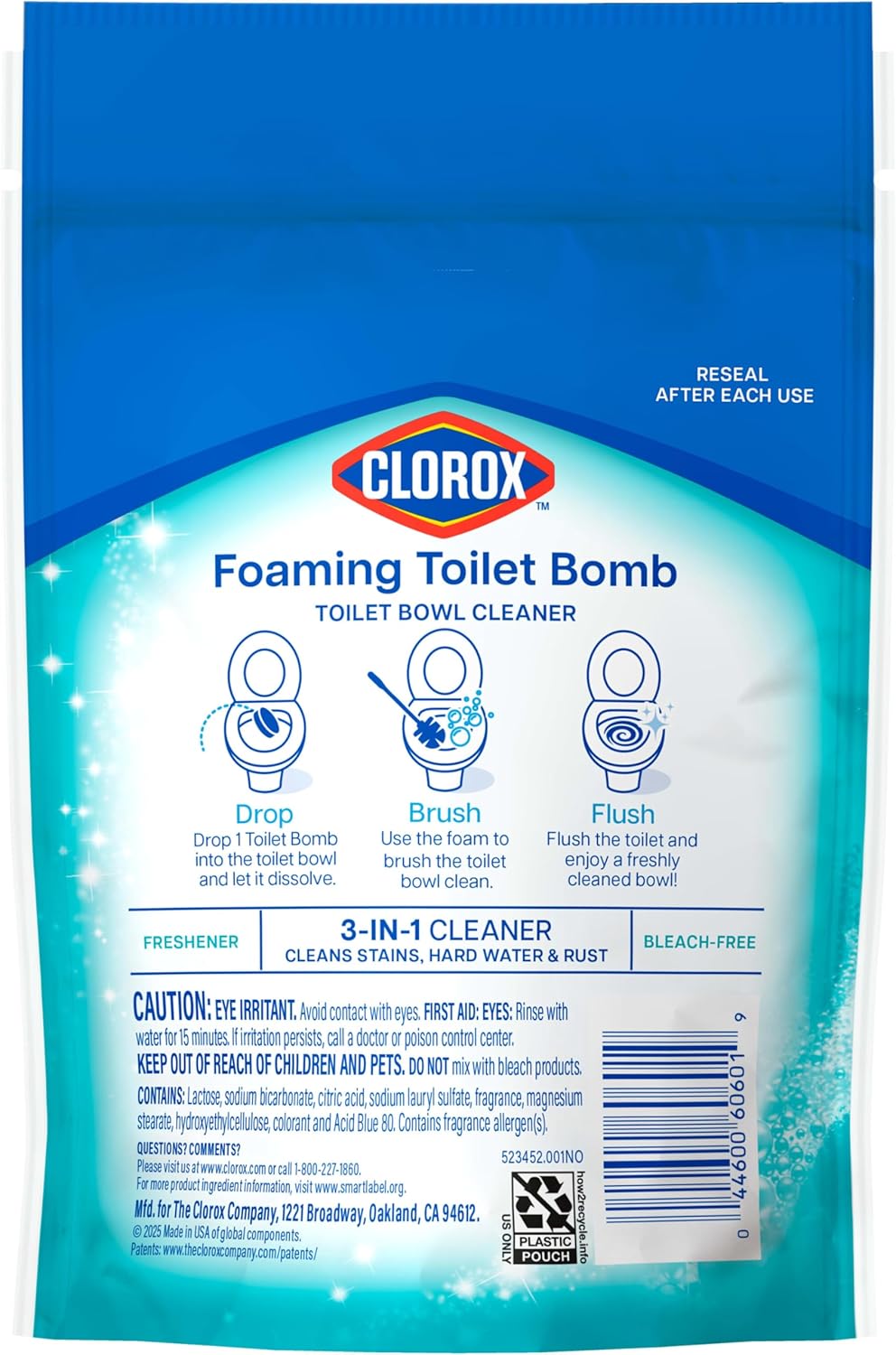 Clorox Foaming Toilet Bomb Toilet Bowl Cleaner, Bleach Free, Fresh Scent, 5 Count