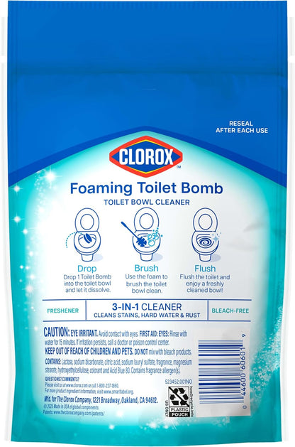 Clorox Foaming Toilet Bomb Toilet Bowl Cleaner, Bleach Free, Fresh Scent, 5 Count