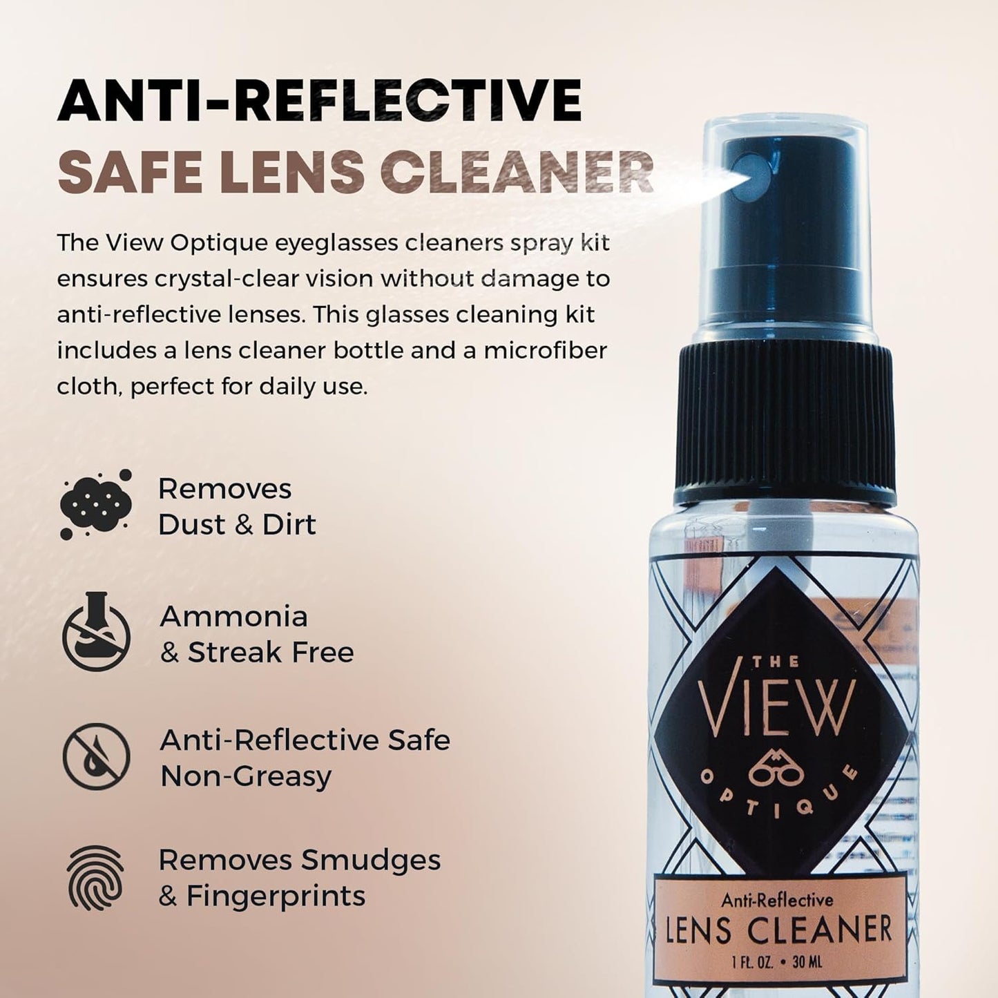 Anti-Reflective Lens Cleaner & Repair Kit – 0.4oz Glasses Cleaner Spray, Microfiber Cloth & Keychain Screwdriver in a Vinyl Snap Case for Eyeglasses, Sunglasses & Screens(3 Piece Set)