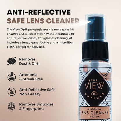Anti-Reflective Lens Cleaner & Repair Kit – 0.4oz Glasses Cleaner Spray, Microfiber Cloth & Keychain Screwdriver in a Vinyl Snap Case for Eyeglasses, Sunglasses & Screens(3 Piece Set)