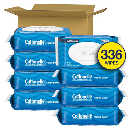 Cottonelle Fragrance Free Flushable Wet Wipes, Adult Wet Wipes, 2 Flip-Top Packs, 42 Wipes Per Pack