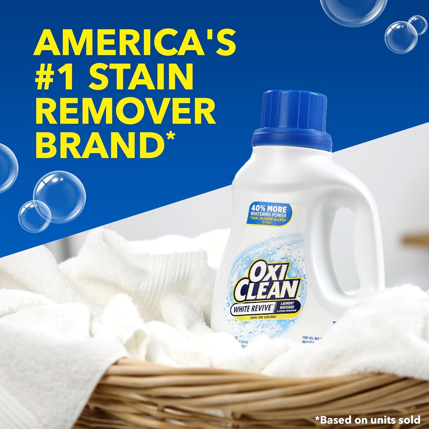 OxiClean White Revive Whitener & Stain Remover Liquid Additive, Water-Activated Oxygen Bleach for Laundry, 45 fl oz