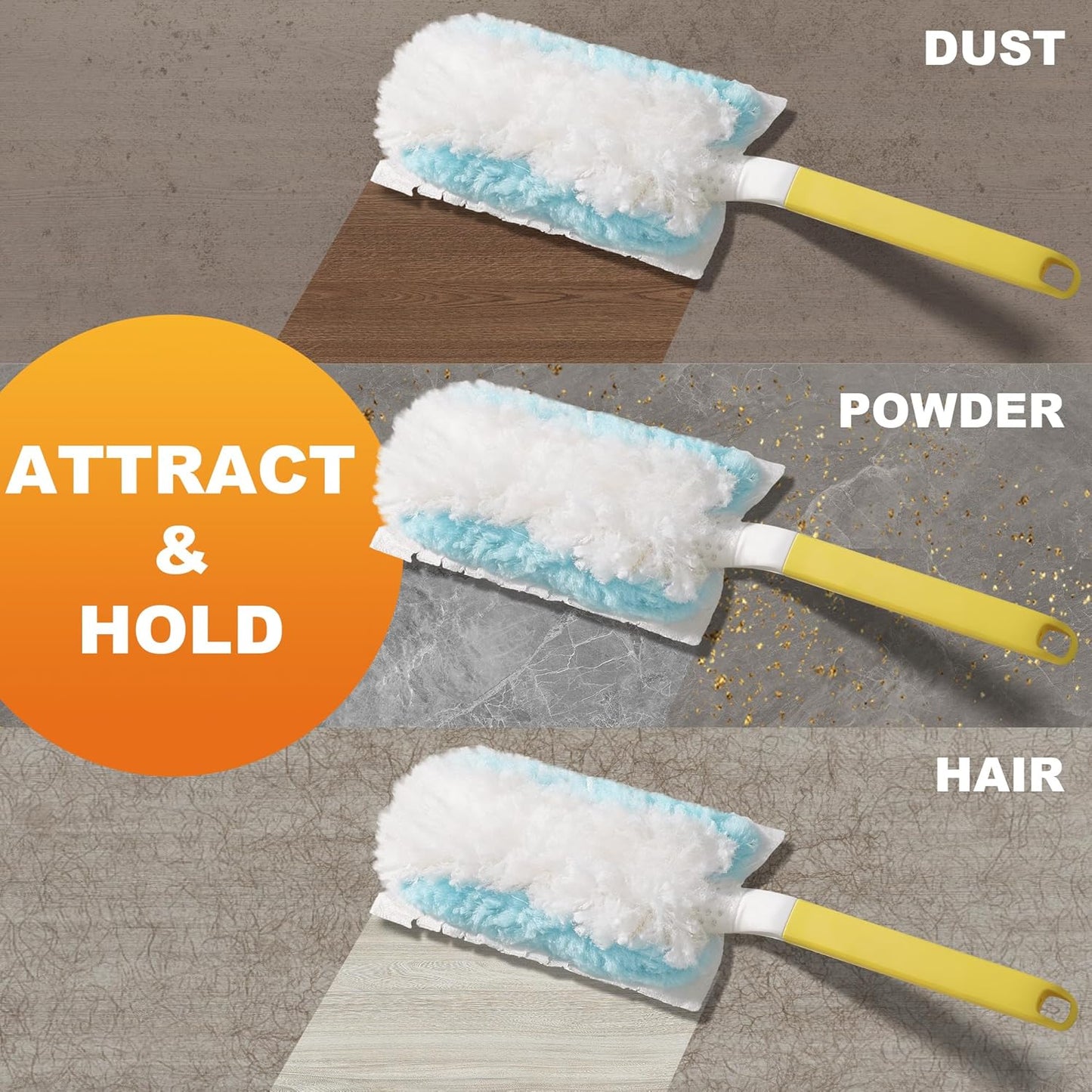 JOYMOOP Scented Telescopic Duster kit, 3FT Extendable Handle (Yellow) + 24 Yellow Refills for Swiffer Feather Duster,Easy Cleaning for Ceilings, Ceiling Fans, Blinds, Vents & Shelves