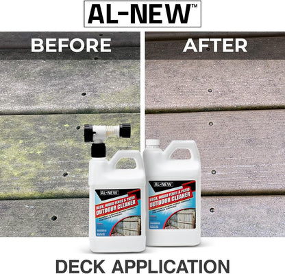 AL-NEW Outdoor Cleaner | 64oz Hose End Sprayer (Pack of 2) (Deck, Wood Fence, & Patio Outdoor Cleaner)