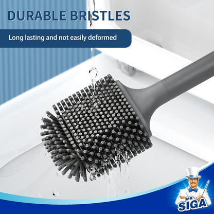 MR.SIGA Toilet Brush and Holder, Wall Mounted Toilet Brush for Bathroom Cleaning, Compact Toilet Brush with Holder Set, White, 1 Pack