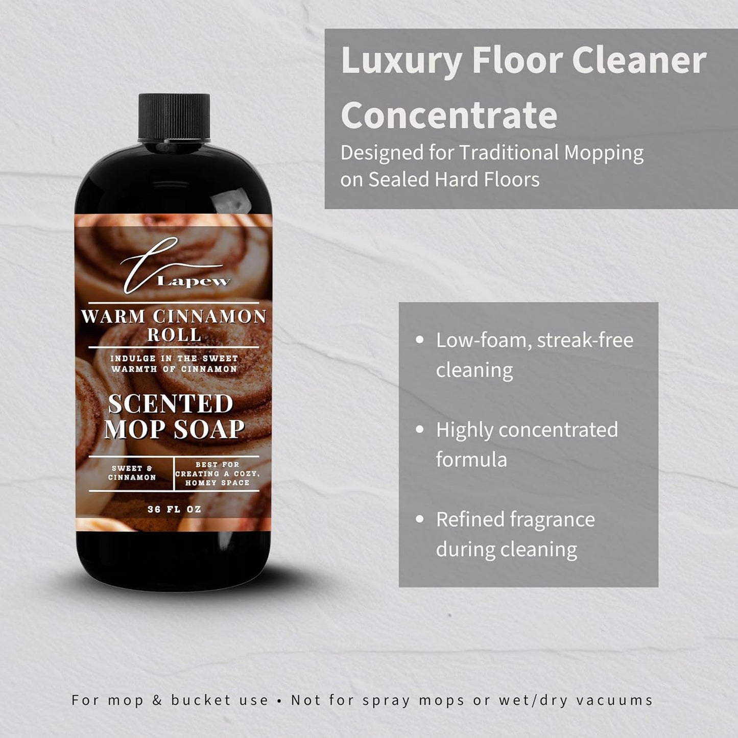 Lapew Baccarat Scented Mop Soap - Luxury Floor Cleaner Concentrate for Mopping Tile, Laminate, Vinyl & Hardwood | Streak-Free, Low-Foam | 36 oz - Colors A
