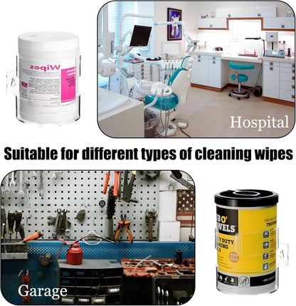 Wall-Mounted Wipes Holder for Cleaning Wipes, Acrylic Wipe Container Holder Rack for Wall - Easy Installation, Idea for Kitchen, Bathroom, Office, School, Clear (4.33" L x 4.72" W x 5.51" H)