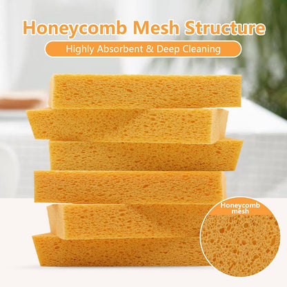 Cellulose Sponges, Large Size 4" x 6" x 1" - Heavy Duty Scrub Kitchen Sponge, Clean Tough Messes Without Scratching Kitchen Cleaning Pads, Pop Up Eco DIY (6 Pack), Green