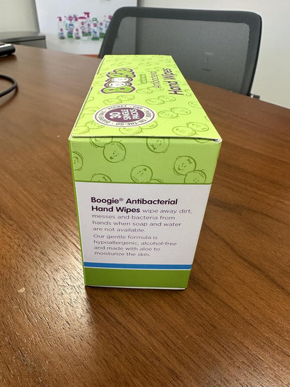 Boogie Antibacterial Hand Wipes by Boogie, Alcohol Free, Hypoallergenic and Moisturizing Aloe, for Kids and Adults -100 Total Wipes (5 Packs of 20)
