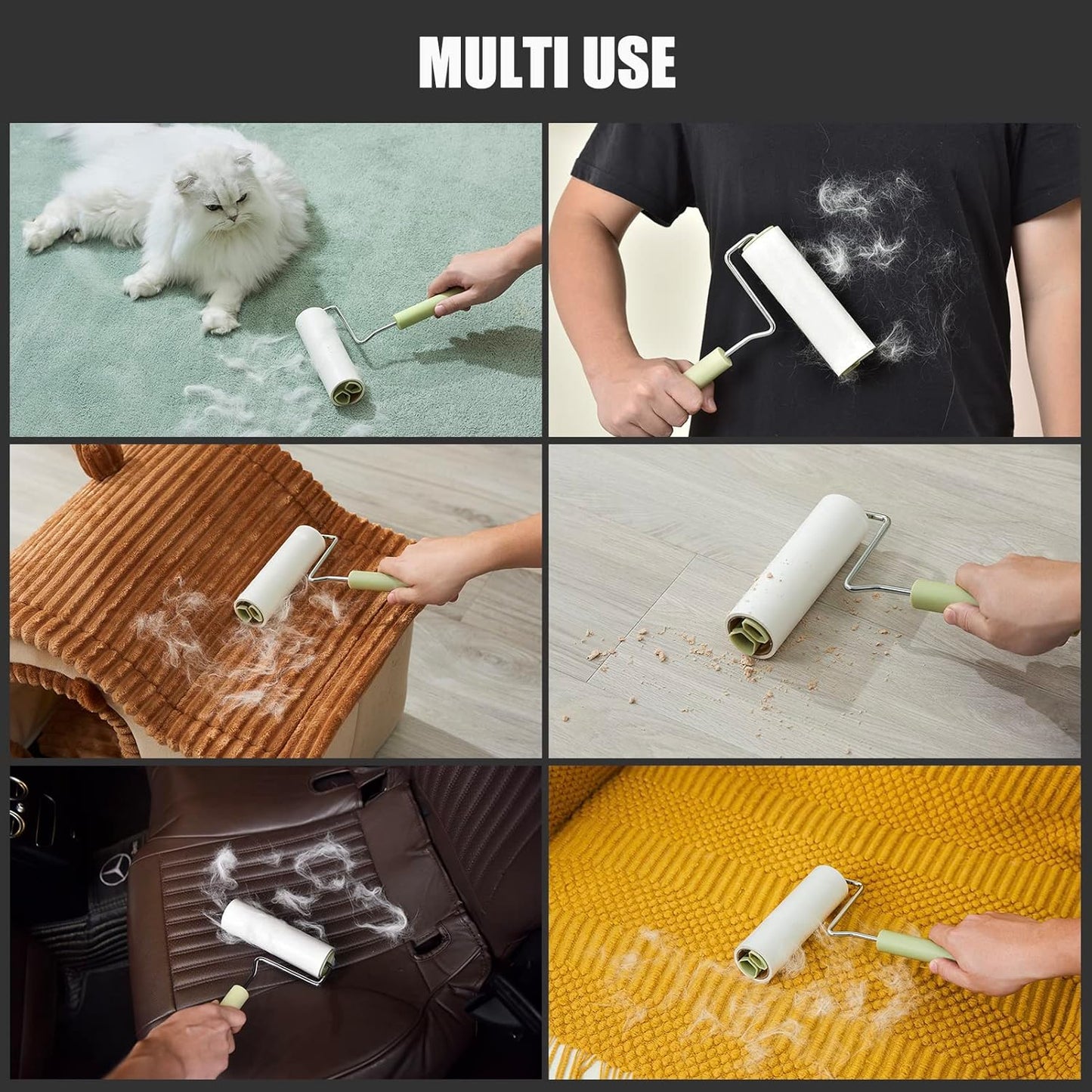 6.3" Extra-Sticky Extendable Lint Roller – Giant Roller for Pet Hair, Carpet & Floor, Long Handle Reaches Under Furniture, Strong Adhesive for Clothes & Dog Cat Hair Remover