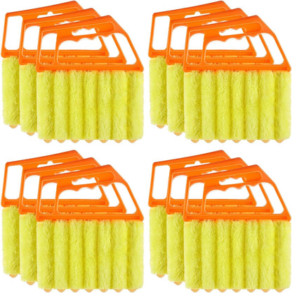 Maxdot 12 Pcs Blind Cleaner Duster Tool, 7 Finger Dusting Cleaner Tool, Handheld Blind Dusters for Cleaning, Washable Mini Brush for Air Conditioner Wood Blinds Window Dust Dirt, Yellow