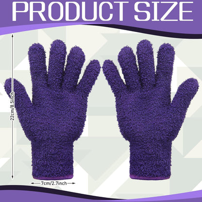 Patelai 2 Pairs Microfiber Gloves for plants Dusting Cleaning Glove Mittens House Cars Blinds Dusting(Blue, Grass Green,Large)