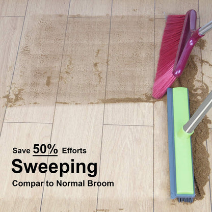 LandHope Carpet Rake for Pet Hair Remover Long Handle with Squeegee, Rubber Broom Carpet Brush Non Scratch Bristles Fur Remover Indoor Outdoor Push Broom for Cat Dog Hair Hardwood Tile Windows Clean