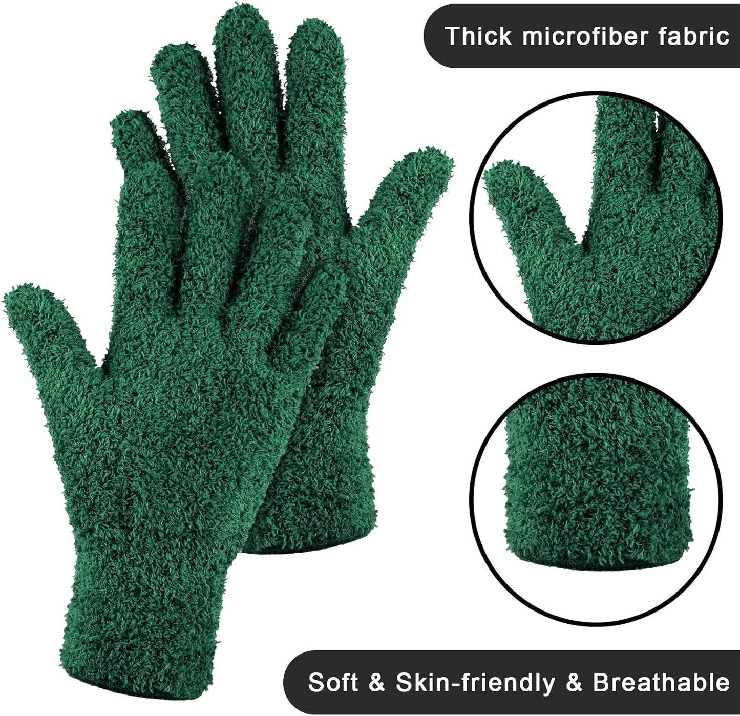 Bencailor 6 Pairs Microfiber Dusting Gloves, Dusting Cleaning Gloves Microfiber Gloves for Plants House Blinds Car Dust Mitt (Fresh Color,Medium)