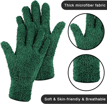 Bencailor 6 Pairs Microfiber Dusting Gloves, Dusting Cleaning Gloves Microfiber Gloves for Plants House Blinds Car Dust Mitt (Fresh Color,Medium)