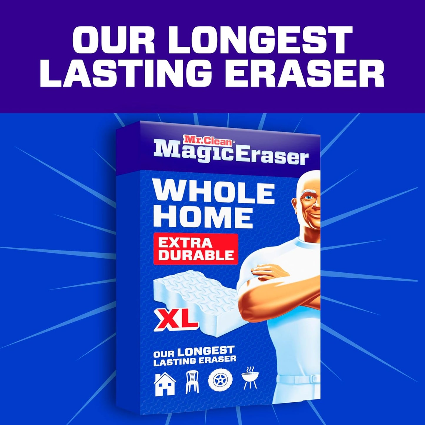 Mr. Clean Magic Eraser Sponge, All Purpose Cleaner, Long Lasting Cleaning Scrubber, Wall Cleaner, Sneaker Cleaner, Oven Cleaner, Kitchen, Bathroom, Shower Cleaning Supplies, Ultra Thick, 5ct