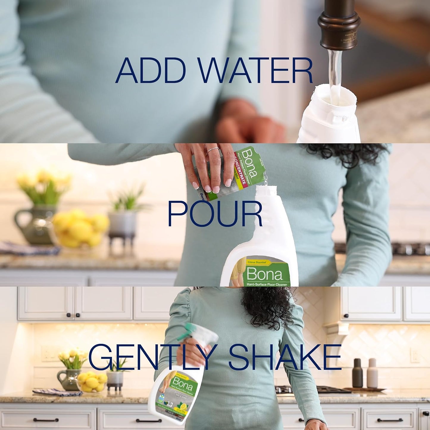 Bona Multi-Surface Floor Cleaner Concentrate - 1 fl oz - 4-Pack - Residue-Free Floor Cleaning Solution for Bona Spray Mop and Spray Bottle Refill - For Stone, Tile, Laminate, and Vinyl Floors