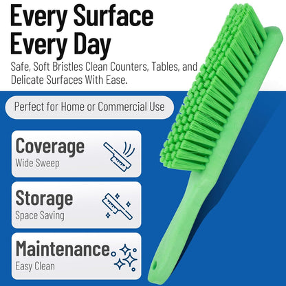 SPARTA Handheld Soft Counter Brush 8 Inch Bristle Span, Multi-Use Dust Brush with 5 Inch Handle for Tables, Countertops, and Delicate Surfaces, Polyester, Orange