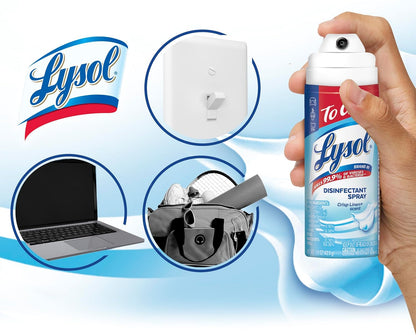 Lysol To Go Disinfectant Spray, Travel Size Sanitizing, For On-the-Go Disinfecting and Deodorizing, Crisp Linen, 1.5 Fl. Oz (Pack of 4)