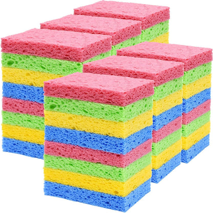 YoleShy 48 Pack Sponges Kitchen Natural Compressed Cellulose Sponges Durable Dish Sponge for Cleaning & DIY Reusable