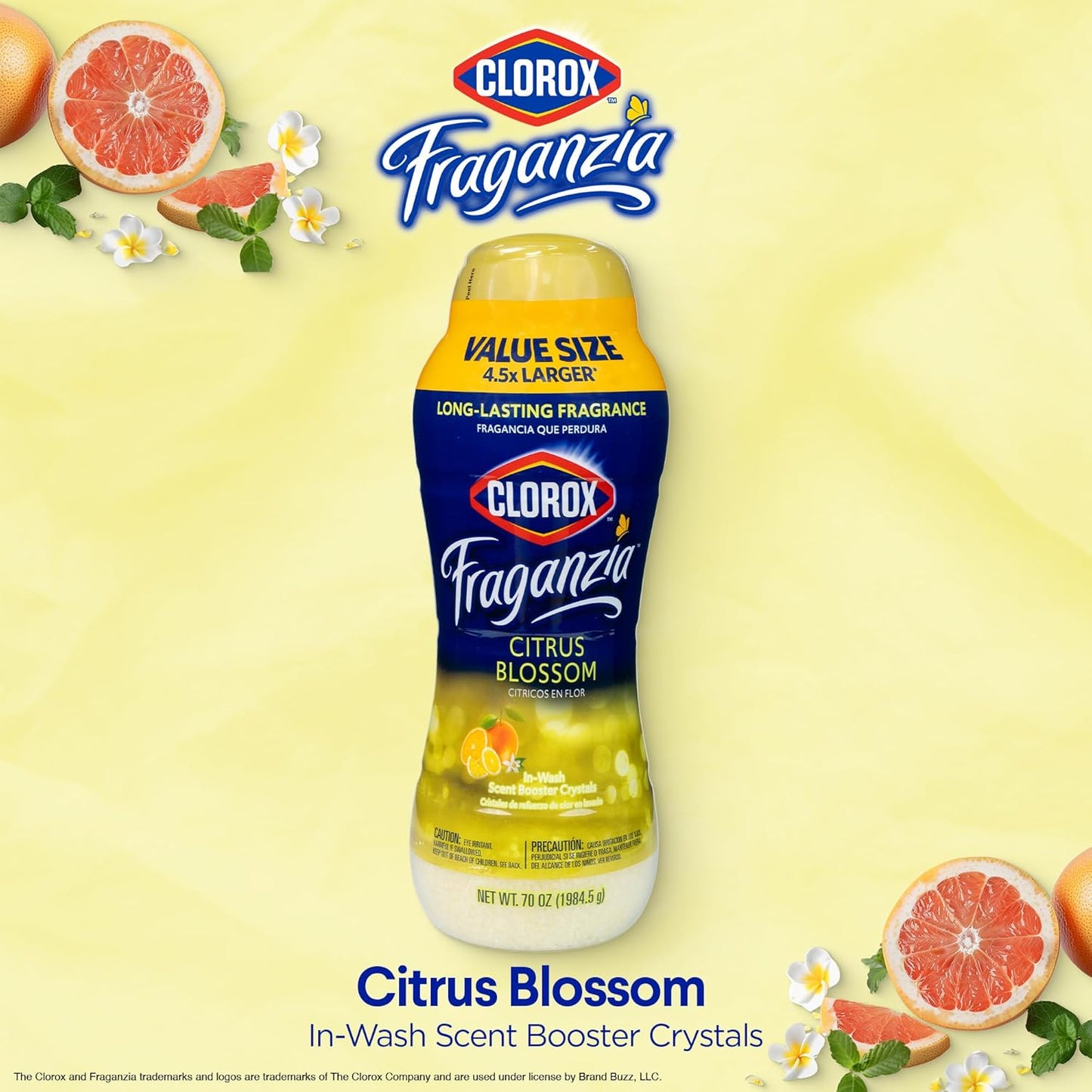 Clorox Fraganzia Laundry Scent Booster Crystals, In-Wash Fragrance Beads for Fresh-Smelling Clothes & Linens, Safe for All Fabrics & Colors, Easy-Pour Bottle, Vanilla Scent, 18 Oz, 2 Pack
