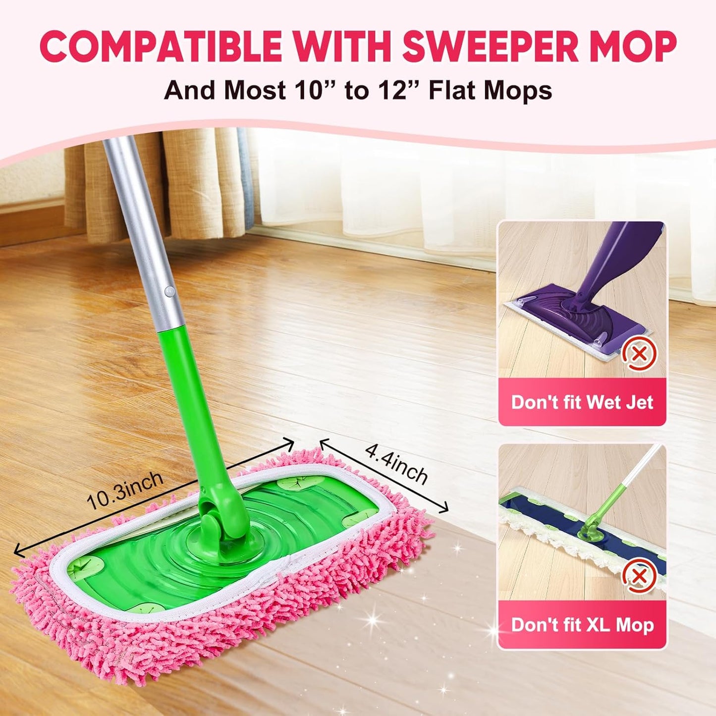 6-Pack Reusable Microfiber Mop Pads Compatible with Swiffer Sweeper, Dry & Wet Sweeping Cloths - Washable Wet Pads Refill for Multi-Surface/Hardwood Floor Cleaning