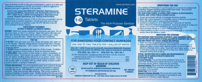 1 Bottle Steramine Sanitizer Tablets w/15x QT-10 Test Strips - Multi Purpose Steramine Sanitizing Tablets for Food Contact Surface, Kitchen, Restaurant, Food Service by FryOilSaver (150 Count)