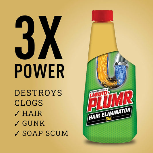 Liquid-Plumr Pro-Strength Hair Eliminator Gel Clog Remover, Hair Clog Remover and Drain Opener, Safe for All Septic Systems and Pipes, 16 fl. oz. Bottle
