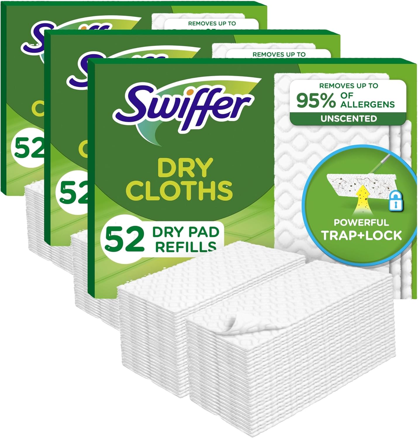 Swiffer Sweeper Dry Sweeping Pad, Multi Surface Refills for Dusters Floor Mop, with Febreze Lavender, 32 count