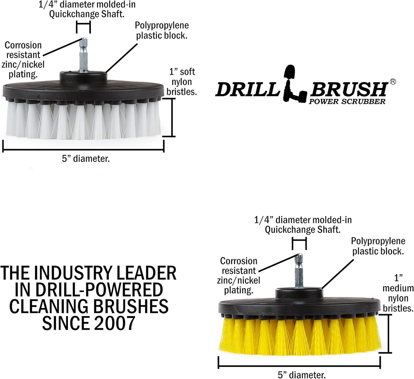 Bathroom Accessories - Power Scrubber Bathroom and Kitchen Brush Set - Cleaning Supplies - Drill Brush- Bath Mat - Shower Cleaner - Soap Scum, Mineral Deposits, Calcium, Hard Water, Rust Stains
