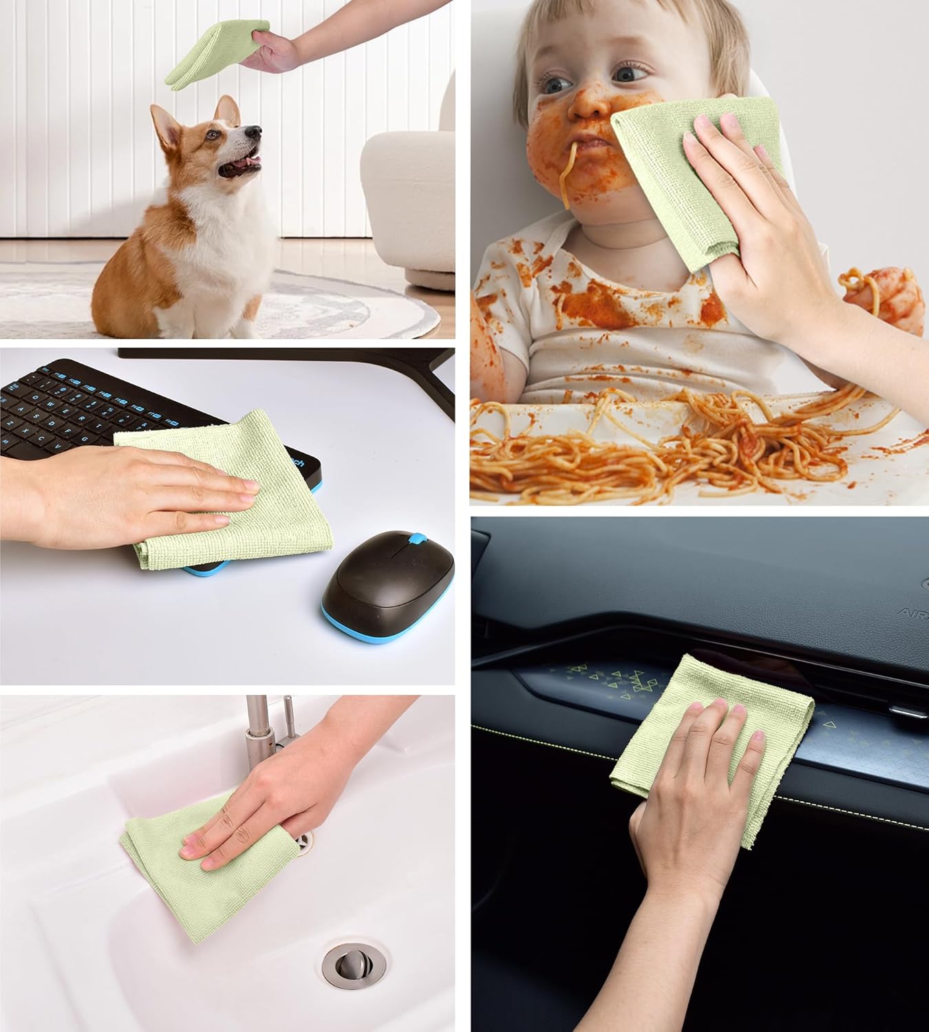 KitchLife Microfiber Cleaning Cloth Roll - Tear-Away Reusable Microfiber Paper Towels, Lint-Free, Washable, 20 Sheets for Kitchen, Car, Dishes, and Sensitive Surfaces (Pink)