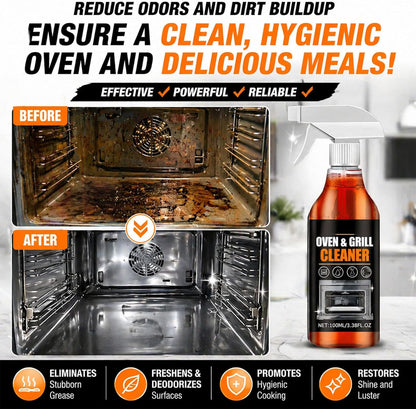Oven & Grill Cleaner Spray, Heavy Duty Degreaser for Stove, BBQ & Kitchen Surfaces, Fast Acting Grease Remover, Non-Streak Formula for Oven, Grill Grates, Stovetop & Countertops (1pcs)