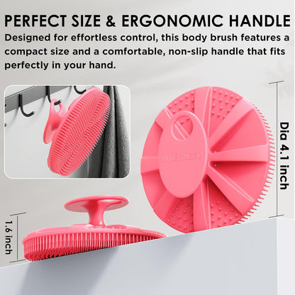 INNERNEED Food-Grade Soft Silicone Body Scrubber Shower Brush Handheld Cleansing Skin Brush, Gentle Exfoliating and Lather Well (Black)