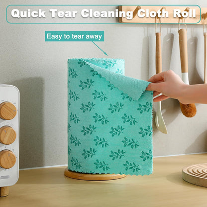 Microfiber Cleaning Cloth Roll,80 Pack Cleaning Towels,Lint Free Rags Paper Towels & Tear Away Reusable Towels,Washable Shop Rags Floral Wipe Cloth,Wash Cloths Dish Rags for Car Kitchen Window