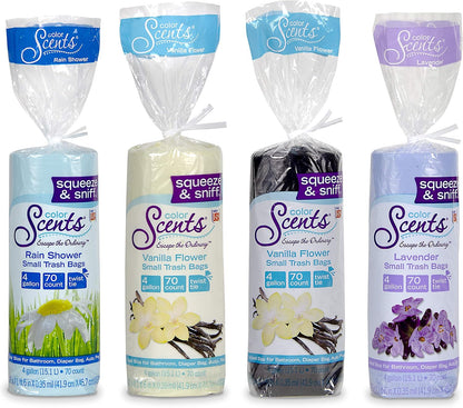 Color Scents 4 Gallon Garbage Bags – Small Scented Trash Bags for Bathroom & Bedroom| 720 Count | Twist Tie | Collection | Made in USA