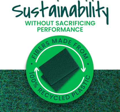 Scotch-Brite Heavy Duty Scouring Pad, Dish Scrubber for Kitchen + Outdoor, 8 Scrub Pads for Uncoated Pots and Pans, Cast Iron Cooktops, Grill Grates, Oven Racks, & BBQ, Durable, Long-Lasting