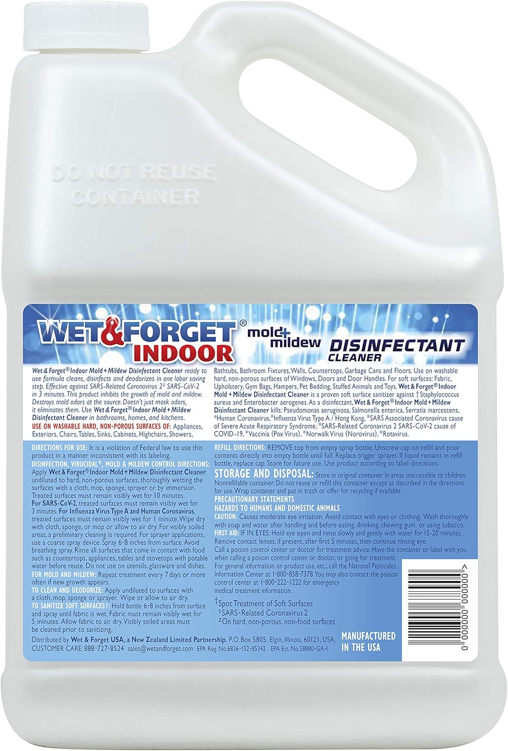 Wet & Forget Indoor Mold and Mildew All-Purpose Cleaner Deodorizes, Disinfects, Kills 99.9% of Bacteria and Viruses, Ready to Use, 64 Fl. Oz.
