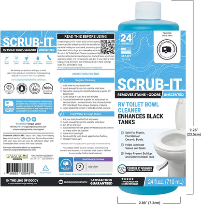 Unique Scrub-It RV Toilet Bowl Cleaner Liquid – RV Toilet Cleaner for Rimless RV Toilets, Squirt Top, Removes Stains & Odors (24 oz) Amazon Exclusive Packaging