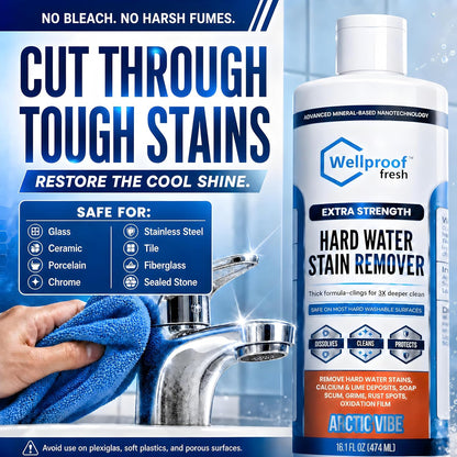Wellproof Hard Water Stain & Scum Scale Remover – 3X Nanotech Deep Cleaner, No Bleach, No Acid | Limescale, Soap Scum, Calcium & Rust Cleaner for Showers, Glass, Toilets, Tubs, Sinks & Cooktops & More