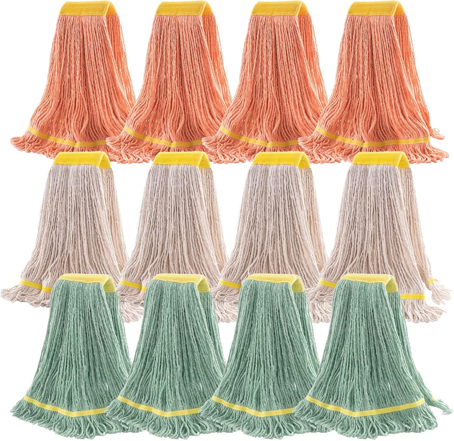 Matthew Cleaning Heavy Duty Mop Head Commercial Replacement for General and Floor Cleaning , Wet Industrial Blue Cotton Looped End String Head Refill (Pack of 6) Blue