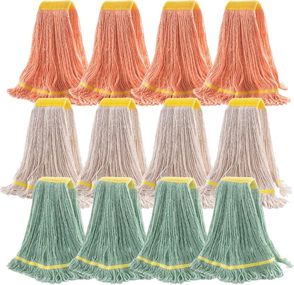 Matthew Cleaning Heavy Duty Mop Head Commercial Replacement for General and Floor Cleaning , Wet Industrial Blue Cotton Looped End String Head Refill (Pack of 6) Blue
